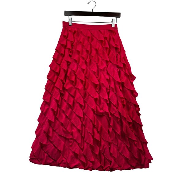Cable & Gauge‎ Hot Pink Ruffle Tiered Skirt Size S | Feminine Flow | Y2K Revival - Picture 4 of 6